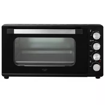 Mini piekarnik Adler AD 6030 — 30 L / 1500 W, timer mechaniczny, rożen, 230°C, wolnostojący, czarny