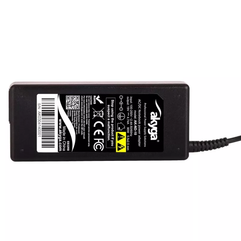 Zasilacz Akyga AK-ND-10 90W 19V 4.74A ładowarka do laptopa AC-DC, kabel 1,2 m, czarny
