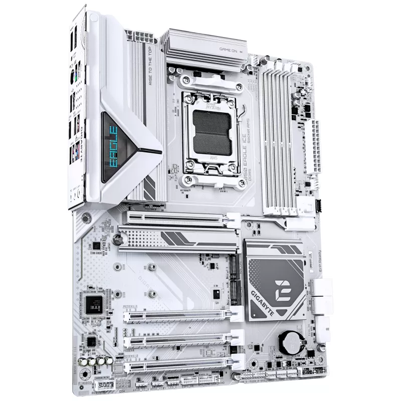 Płyta główna GIGABYTE B850 EAGLE ICE - procesory AMD Ryzen 9000 Series, 8+2+2 fazy cyfrowego VRM, do 8200MHz DDR5 (O.C), 1xPCIe 5.0 + 2xPCIe 4.0 M.2, 2.5 GbE LAN, USB 3.2 Gen 2