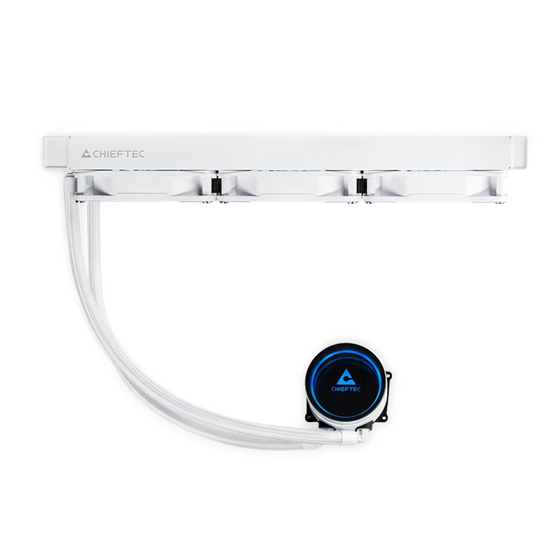 All-in-one liquid cooler CHIEFTEC CLC-360-RGB-W — 360 mm radiator, 3x 120 mm RGB fans, biały, 40 cm tubes