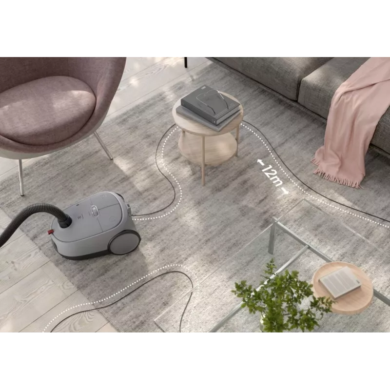 Odkurzacz workowy Electrolux EB61A5UG — 3,5 L pojemność worka, 750 W, promień 12 m, szczotka turbo, teleskopowa rura ze stali nierdzewnej