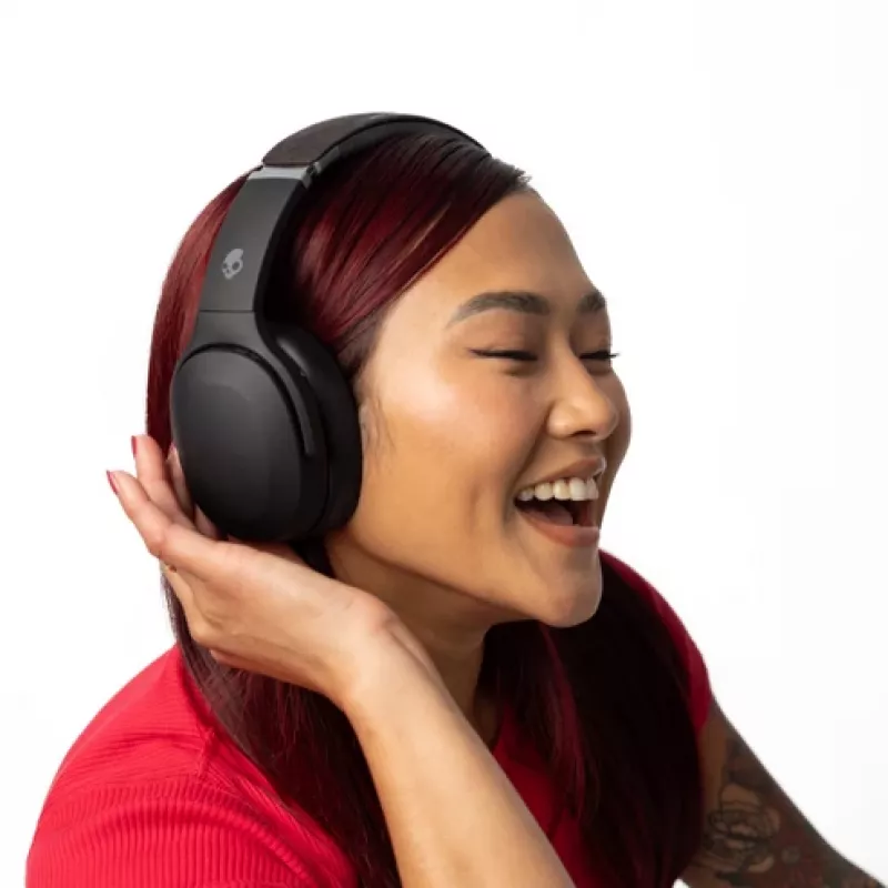 Słuchawki Skullcandy Crusher Evo — bezprzewodowy i przewodowy zestaw słuchawkowy nauszny, Bluetooth 5.0, 40 h bateria, USB-C, 3,5 mm, składane, czarne