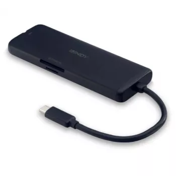 Lindy DST-Mini USB-C Laptop Mini Docking Station z obsługą 4K i ładowaniem passthrough 100 W