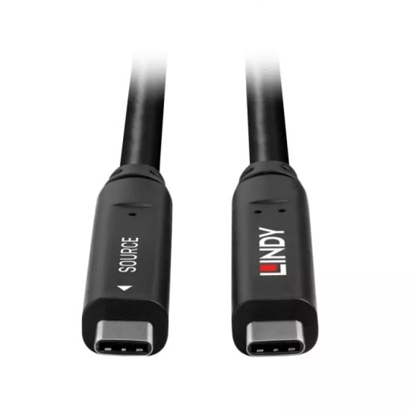 Lindy 10m USB 3.2 Gen 1 i DP 1.4 hybrydowy kabel Type C, 10 m, USB C, USB C, USB 3.2 Gen 1 (3.1 Gen 1), czarny
