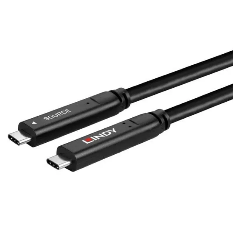 Lindy 10m USB 3.2 Gen 1 i DP 1.4 hybrydowy kabel Type C, 10 m, USB C, USB C, USB 3.2 Gen 1 (3.1 Gen 1), czarny