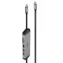 Lindy DST-Micro 140, mikro stacja dokująca USB-C do laptopa z obsługą 4K i kablem ładującym 1,4 m 60 W