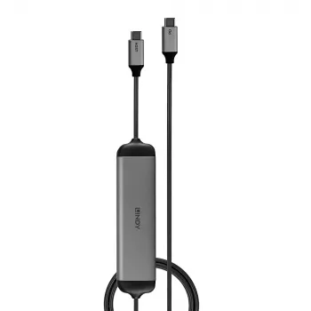 Lindy DST-Micro 140, mikro stacja dokująca USB-C do laptopa z obsługą 4K i kablem ładującym 1,4 m 60 W