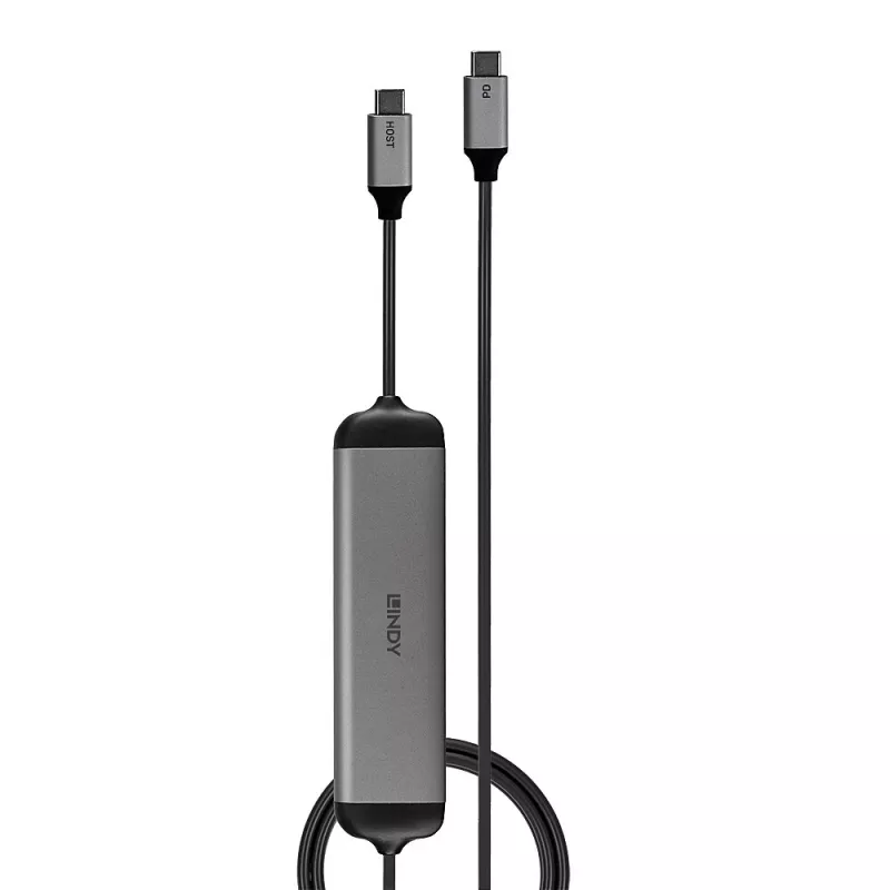Lindy DST-Micro 140, mikro stacja dokująca USB-C do laptopa z obsługą 4K i kablem ładującym 1,4 m 60 W