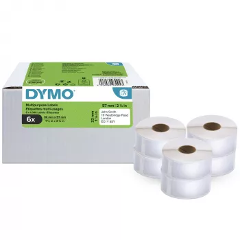 DYMO Authentic LabelWriter Wielofunkcyjne etykiety 32 mm x 57 mm 6 rolek po 1 000 łatwo odklejanych etykiet (6 000 szt.) samoprzylepne do urządzeń LabelWriter
