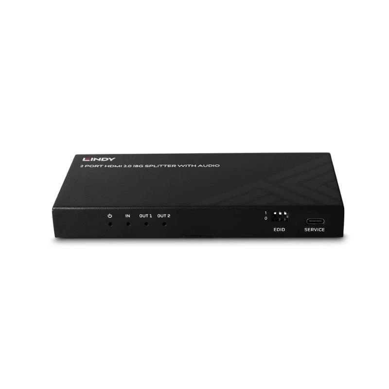 Lindy 2 Port HDMI 8K60 Splitter with Audio, HDMI, 2x HDMI, 3.5 mm, 7680 x 4320 pixels, Czarny, Metal