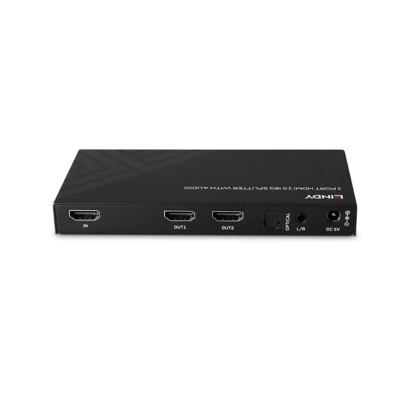 Lindy 2 Port HDMI 8K60 Splitter with Audio, HDMI, 2x HDMI, 3.5 mm, 7680 x 4320 pixels, Czarny, Metal