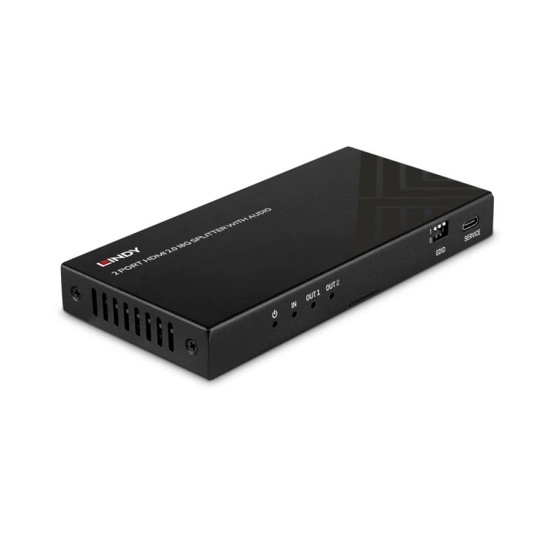 Lindy 2 Port HDMI 8K60 Splitter with Audio, HDMI, 2x HDMI, 3.5 mm, 7680 x 4320 pixels, Czarny, Metal