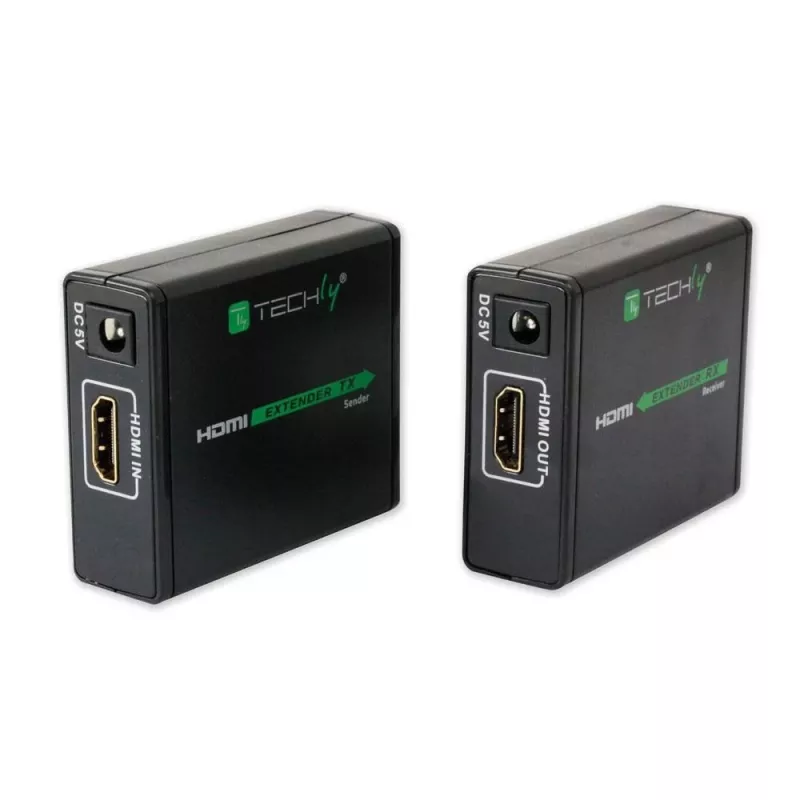 Nadajnik i odbiornik AV TECHLY IDATA EXT-E70 — przedłużacz HDMI po kablu Cat6/6a/7, Full HD 1920x1080, 60 m, 10,2 Gbit/s, HDCP, czarny