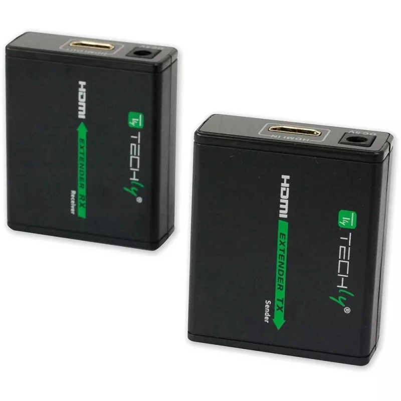 Nadajnik i odbiornik AV TECHLY IDATA EXT-E70 — przedłużacz HDMI po kablu Cat6/6a/7, Full HD 1920x1080, 60 m, 10,2 Gbit/s, HDCP, czarny