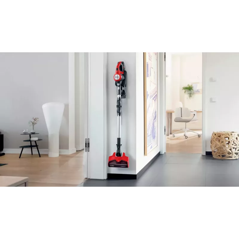 Bosch BBS711ANM odkurzacz pionowy/szczotka elektryczna Bateria Suche Bezworkowy 0,3 l Czarny, Czerwony, Stal nierdzewna