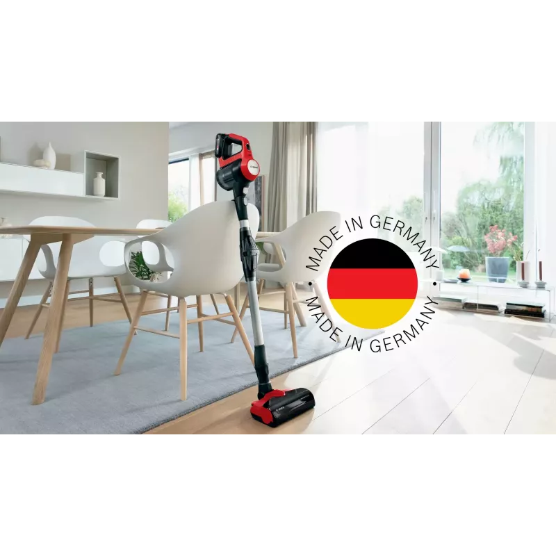 Bosch BBS711ANM odkurzacz pionowy/szczotka elektryczna Bateria Suche Bezworkowy 0,3 l Czarny, Czerwony, Stal nierdzewna