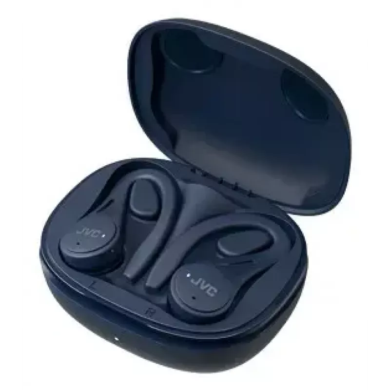 Słuchawki douszne JVC HA-EC25TAU — True Wireless, Bluetooth 5.1, IPX5, zauszne, przetworniki 6 mm, 30 h z etui, niebieskie