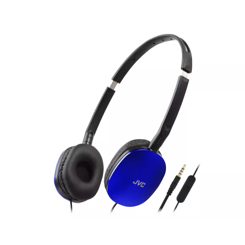 Przewodowe słuchawki nauszne JVC HA-S160M-AU, binauralne, przetworniki 3 cm, 12–24000 Hz, 32 Ω, kabel 1,2 m, niebieskie