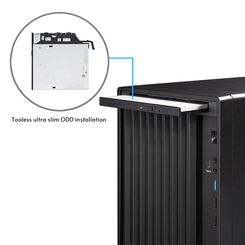 Obudowa PC CHIEFTEC BS-20B-OP Midi Tower, czarna, microATX/Mini-ITX, 2x 3,5 cala, maks. GPU 27 cm, 1x zatoka 5,25 cala, USB-C