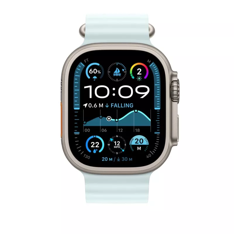 APPLE 49mm Przedłużenie paska Ocean Band Ice Niebieski - naturalne wykończenie tytanowe