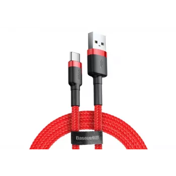 BASEUS Oplotany kabel szybkiego ładowania Cafule - USB Type-A do Type-C 2A - 2m - Czerwony (Nylon)