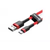 BASEUS Oplotany kabel szybkiego ładowania Cafule - USB Type-A do Type-C 2A - 2m - Czerwony (Nylon)
