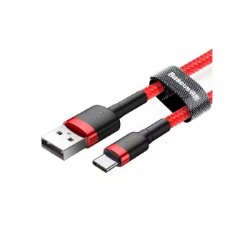 BASEUS Oplotany kabel szybkiego ładowania Cafule - USB Type-A do Type-C 2A - 2m - Czerwony (Nylon)