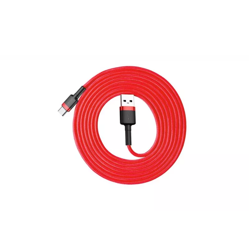 BASEUS Oplotany kabel szybkiego ładowania Cafule - USB Type-A do Type-C 2A - 2m - Czerwony (Nylon)
