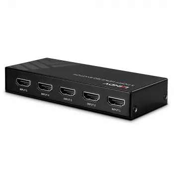 Lindy 5 Port HDMI 18G Switch, HDMI, Metal, Czarny, 18 Gbit/s, RF, 4K Ultra HD