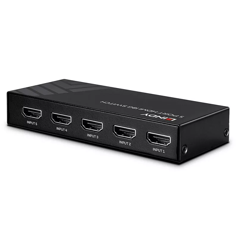 Lindy 5 Port HDMI 18G Switch, HDMI, Metal, Czarny, 18 Gbit/s, RF, 4K Ultra HD