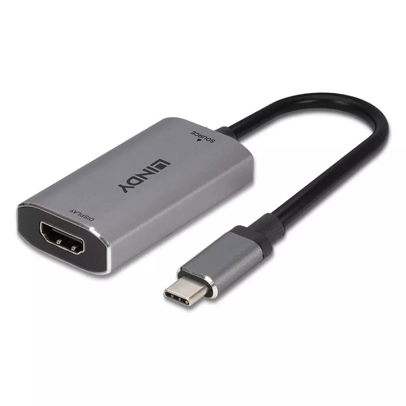 Konwerter Lindy USB Type C na HDMI 8K60, 0,11 m, USB Type-C, HDMI, męski, żeński, prosty