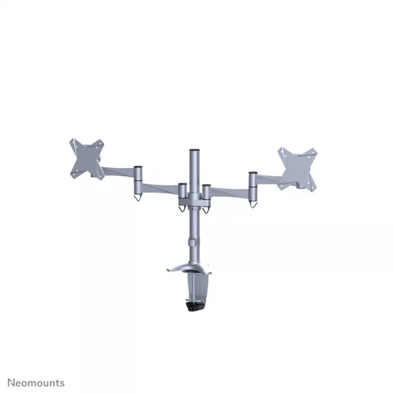 Neomounts FPMA-D1330DSILVER Uchwyt monitora 10-27 cali, Zacisk/Przelotka, 9 kg, 25,4 cm (10 cali), 68,6 cm (27 cali), 100 x 100 mm, Srebrny