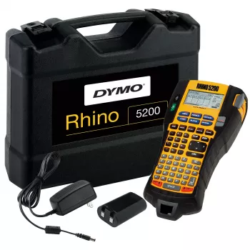 Przemysłowa drukarka etykiet DYMO RHINO 5200 | Zestaw w walizce | Klawisze skrótów oszczędzające czasSzybkie drukowanieWytrzymała drukarka etykiet na place budowy i do ciężkich zadań etykietowania (wtyczka EU typu C)