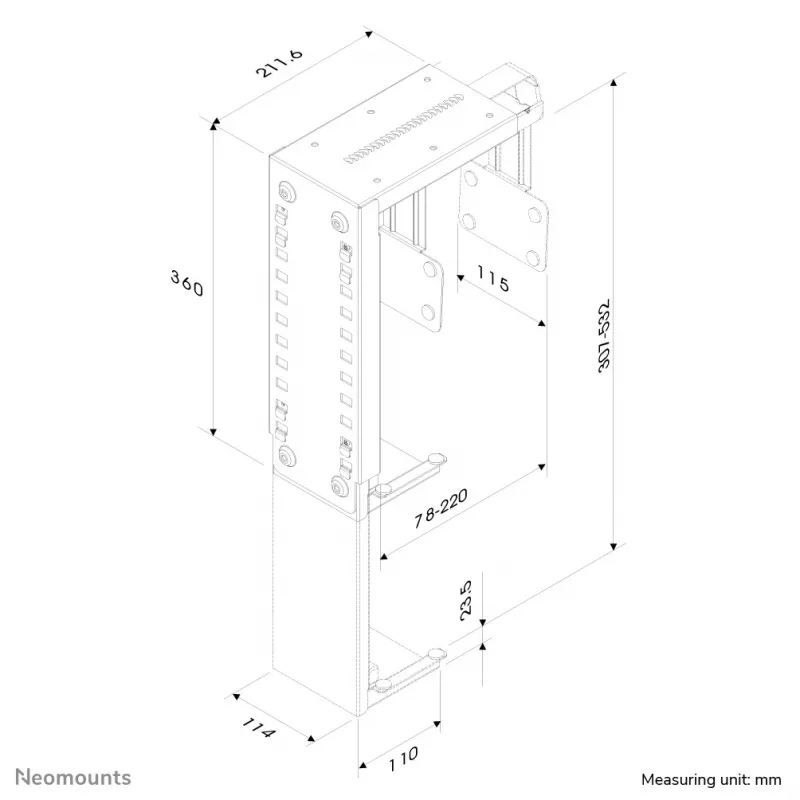 Uchwyt CPU Neomounts CPU-D100Czarny - maks. 30 kg - uniwersalny
