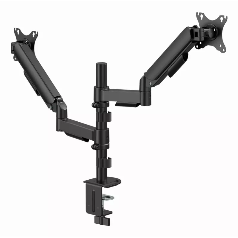 Monitor desk mount Gembird MA-DA2P-02 for 2 displays, up to 81.3 cm (32 inch), VESA 75x75–100x100, max weight 9 kg each, clamp/grommet, Czarny