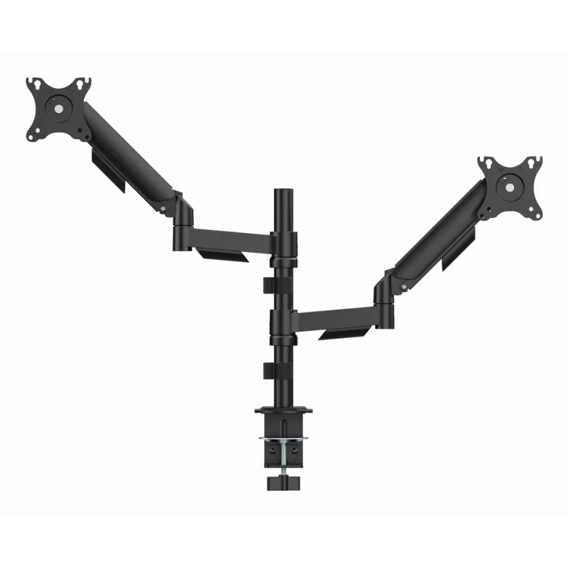 Monitor desk mount Gembird MA-DA2P-02 for 2 displays, up to 81.3 cm (32 inch), VESA 75x75–100x100, max weight 9 kg each, clamp/grommet, Czarny