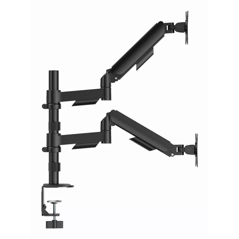 Monitor desk mount Gembird MA-DA2P-02 for 2 displays, up to 81.3 cm (32 inch), VESA 75x75–100x100, max weight 9 kg each, clamp/grommet, Czarny