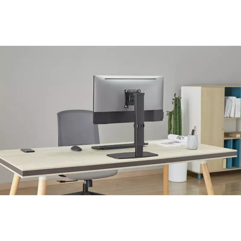 Podstawka pod monitor GEMBIRD MS-D1ST-02 — regulowana wysokość, pełny zakres ruchu dla ekranów 17–32 cale, max 8 kg, VESA 75x75–100x100, czarna