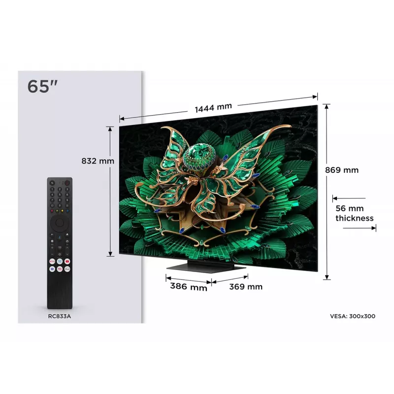 Telewizor TCL 65C7K 165,1 cm (65 cali) 4K Ultra HD Smart TV Wi-Fi Metaliczny 2600 cd/m²