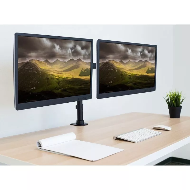 Uchwyt monitora TECHLY ICA-LCD-382-D dla 2 wyświetlaczy, zacisk biurkowy, do 27 cali, 20 kg, VESA 75x75–100x100, czarny