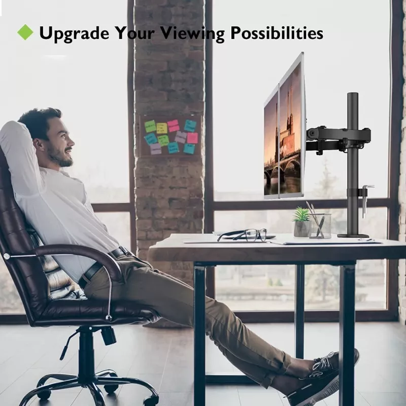 Uchwyt monitora TECHLY ICA-LCD-382-D dla 2 wyświetlaczy, zacisk biurkowy, do 27 cali, 20 kg, VESA 75x75–100x100, czarny