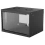 Szafa rack naścienna INTELLINET 714143 — 6U 19 cali, 540×400×353 mm, stal ocynkowana, przednie drzwi szklane, IP20, maks. 50 kg