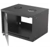 Szafa rack naścienna INTELLINET 714143 — 6U 19 cali, 540×400×353 mm, stal ocynkowana, przednie drzwi szklane, IP20, maks. 50 kg