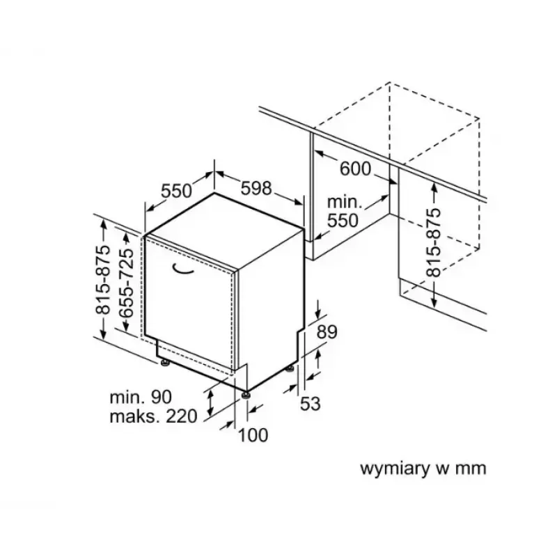 Zmywarka do zabudowy Bosch Serie 4 SMV4HTX11E — 13 kompletów, pełnowymiarowa 60 cm, klasa energetyczna C
