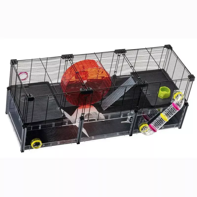 Klatka dla gryzoni FERPLAST Multipla chomik duża 107,5×37,5×42 cm, metalowa, czarna