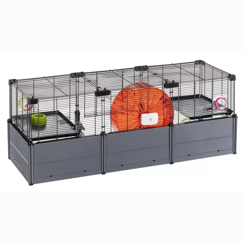 Klatka dla gryzoni FERPLAST Multipla chomik duża 107,5×37,5×42 cm, metalowa, czarna