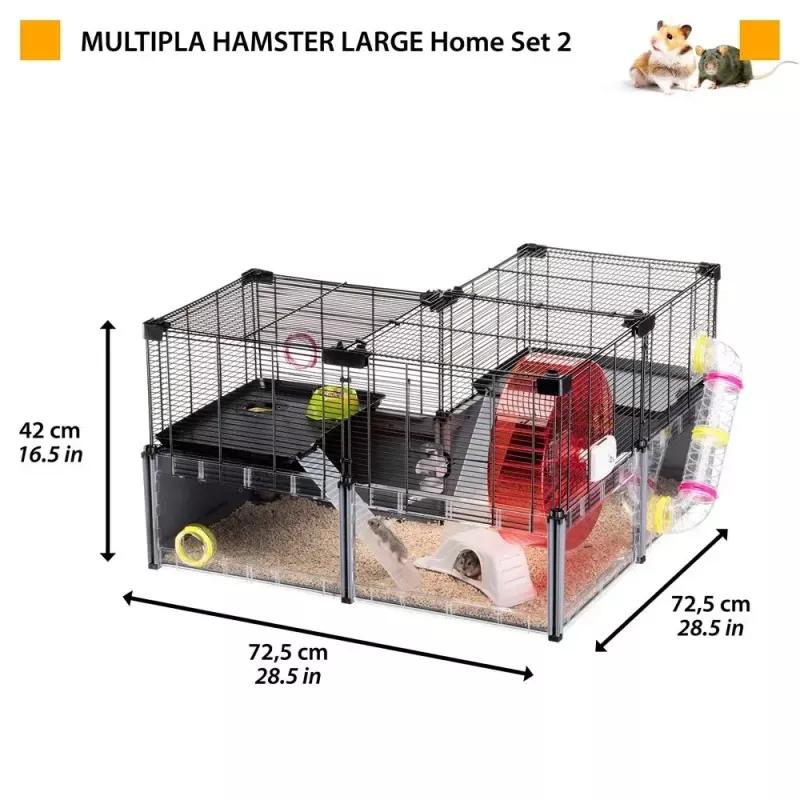 Klatka dla gryzoni FERPLAST Multipla chomik duża 107,5×37,5×42 cm, metalowa, czarna