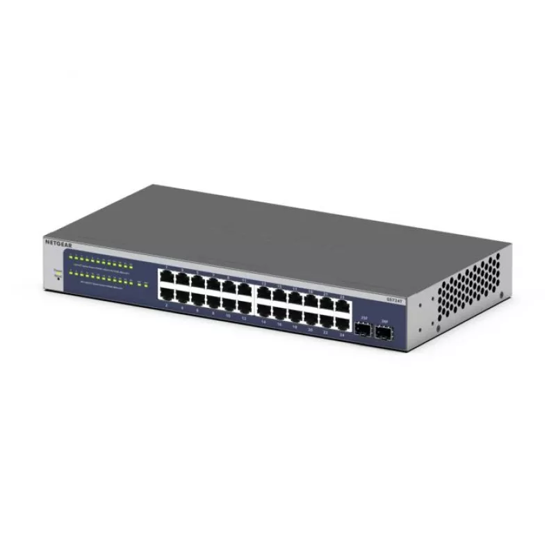 NETGEAR GS724Tv6 Managed L2+/L3 Gigabit Ethernet (10/100/1000) 1U niebieski, szary