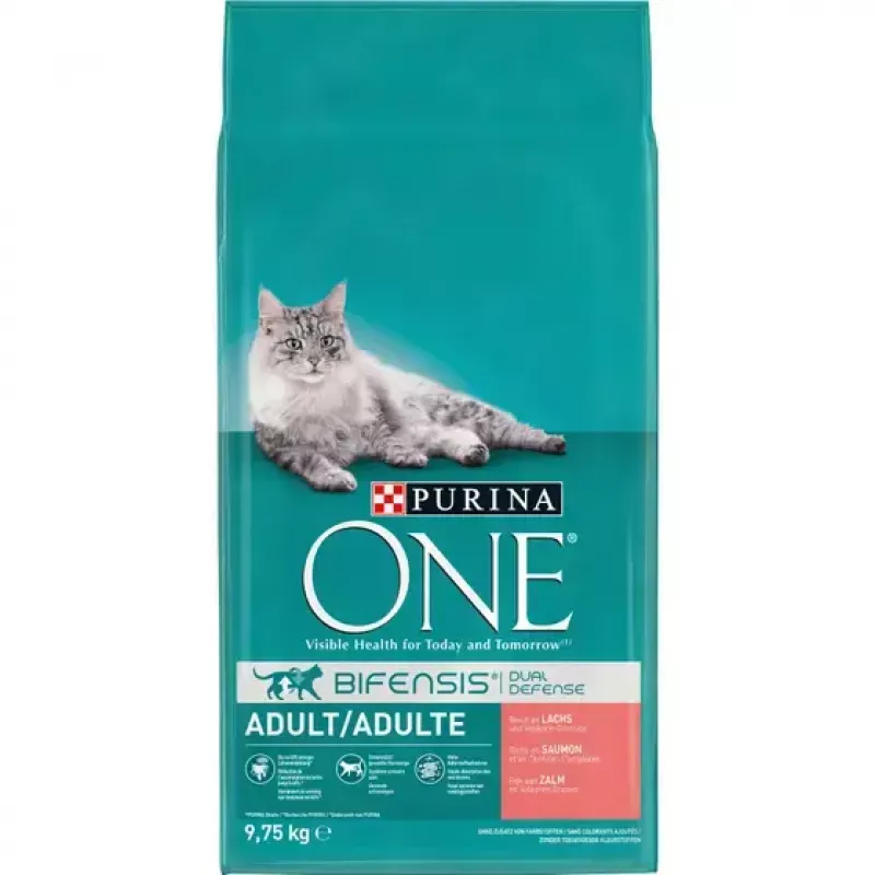 Sucha karma dla kota Purina Nestlé PURINA One 12430964, dorosłe koty, łosoś, 9,75 kg, białko 34%, tłuszcz 14%