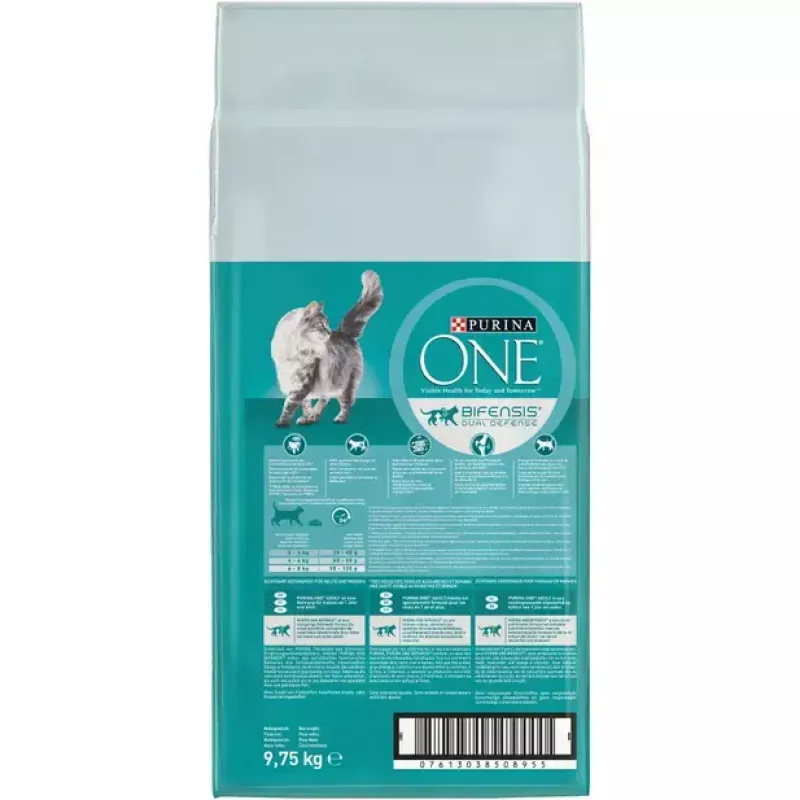 Sucha karma dla kota Purina Nestlé PURINA One 12430964, dorosłe koty, łosoś, 9,75 kg, białko 34%, tłuszcz 14%